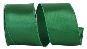 2.5 Inch Emerald Satin Ribbon With Wired Edges, 10 Yard Spool (1 Spool) SALE ITEM