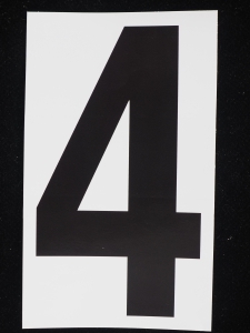 Number "4" - 5 Inch Sticker Decal Vinyl Adhesive Address Numbers Black & White (lot of 1) SALE ITEM MADE IN USA