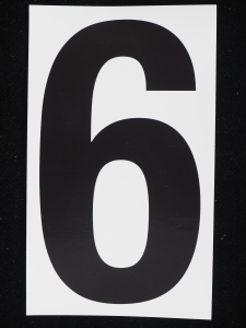 Number "6" - 5 Inch Sticker Decal Vinyl Adhesive Address Numbers Black & White (lot of 10) SALE ITEM MADE IN USA