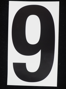 Number "9" - 5 Inch Sticker Decal Vinyl Adhesive Address Numbers Black & White (lot of 10) SALE ITEM MADE IN USA