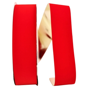 2.5 Inch Outdoor Medium Red Velvet Ribbon, Gold Metallic Back, 100 Yard Spool (1 Spool) SALE ITEM