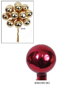 20MM Burgundy Glass Ball With Wire  (Lot of 1 Box - 12  Bunches Per Box) SALE ITEM