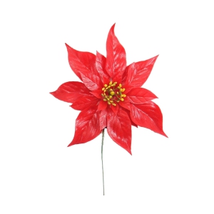 10 Inch Red Plastic Poinsettia Pick With Wire Stem (lot of 5) SALE ITEM