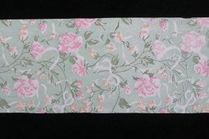 Printed Paper Ribbon, 6 yards, mint/pink/peach (lot of 1) SALE ITEM
