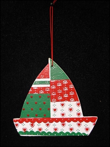 Patchwork Sailboat Ornament (lot of 12) SALE ITEM