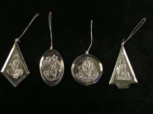 Clear Christmas Tree Ornaments, 4 assorted (lot of 48)