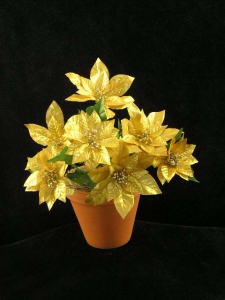Gold Metallic Large Poinsettia Bush x7 (lot of 12)