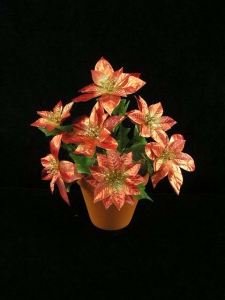 Red Metallic Large Poinsettia Bush x7 (lot of 12)