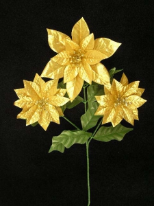 Poinsettia Spray, gold (lot of 12)