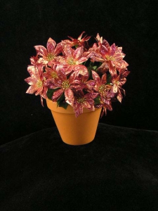 Burgundy Metallic Poinsettia Bouquet Bush With 23 Poinsettias (lot of 12)