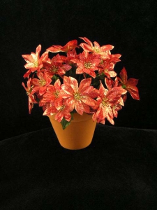Red Metallic Poinsettia Bouquet Bush With 23 Poinsettias (lot of 12)