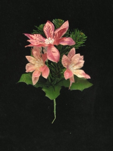 Mauve Satin Poinsettia and Pine Christmas Wreath Pick (lot of 12)