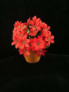 Poinsettia Bouquet Bush with 23 Blooms, Red Satin, Christmas Artificial Silk Flower (lot of 12) Clearance