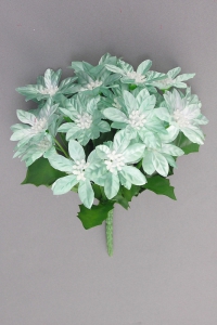 Teal Satin Poinsettia Bouquet Bush With 23 Poinsettias (lot of 12)