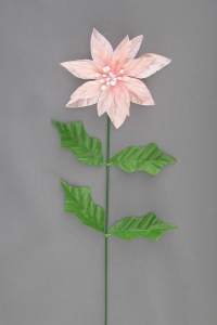 Satin Poinsettia Spray, Pink, Artificial Silk Flower (lot of 12)