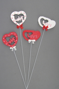 Heart Florist Picks, 4 Assorted Styles (lot of 48)  SALE ITEM