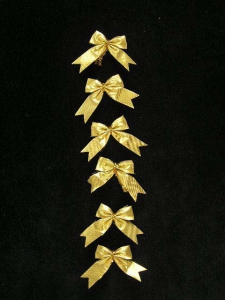 Gold Lame Bows, 1.5 inch (Lot of 1 Package, 6 Bows Per Package) SALE ITEM