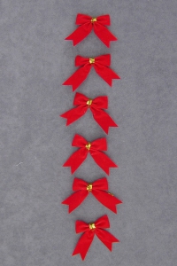 Red Velvet Bow, 1.5 inch (Lot of 1 Package, 6 Bows Per Package) SALE ITEM
