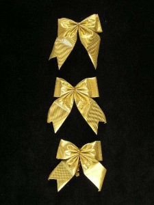 Gold Lame Bows, 3 inch (Lot of 1 Package, 3 Bows Per Package) SALE ITEM