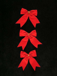 Red Velvet Bows, 3 inch (Lot of 1 Package, 3 Bows Per Package) SALE ITEM