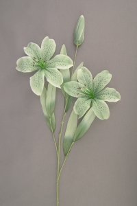 Pastel Water Color Tiger Lily  Silk Flower, Sea Mist Green combo, Lot of 12