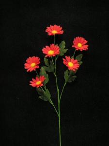 Daisy, red, Artificial Silk Flower (lot of 12)