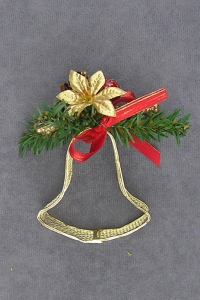 Mesh Bell Christmas Ornament, red accents, 3.5 inch (lot of 12)