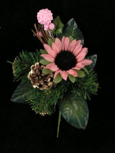Pink Sunflower Decorated Fall and Christmas Wreath Pick, Hot Pink (Lot of 12)