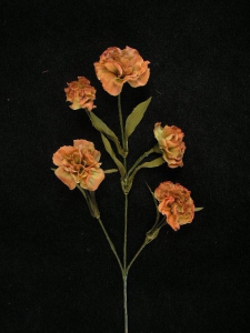 Dried Carnation Spray, Persimmon, Artificial Silk Flower (lot of 12)
