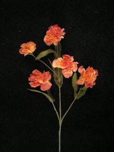 Dried Carnation Spray, rouge, Artificial Silk Flower (lot of 12)