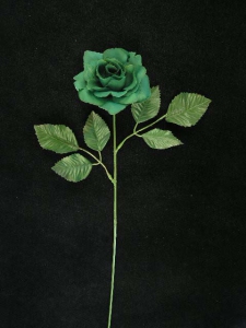 Open Diamond Rose, hunter green, Artificial Silk Flower (lot of 24)