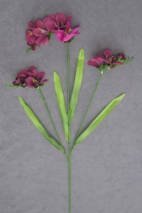 Freesia, dk. mauve, Artificial Silk Flower (lot of 24)