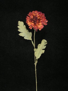 Dried-Look Mum, burgundy, Artificial Silk Flower (lot of 24)