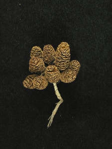 Pinecone on Wire, 3/4 inch, gold (lot of 12 bunches)