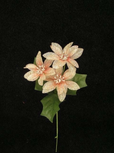 Poinsettia Pick, peach, Artificial Silk Flower (lot of 24) SALE ITEM