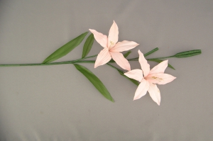 Handwrapped Fantasy Lily, peach, Artificial Silk Flower (lot of 12)